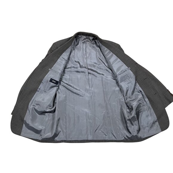 Hugo Boss Einstein 85% Wool Check 3 Button Gray Sports Coat Blazer Size 42R - Picture 3 of 9